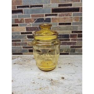 Vintage Bubble Canister, Amber Glass, Apothecary Jar Med Sz
